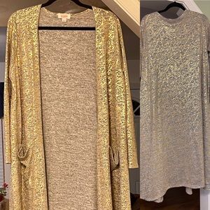 LuLaRoe Gold & gray duster cardigan
